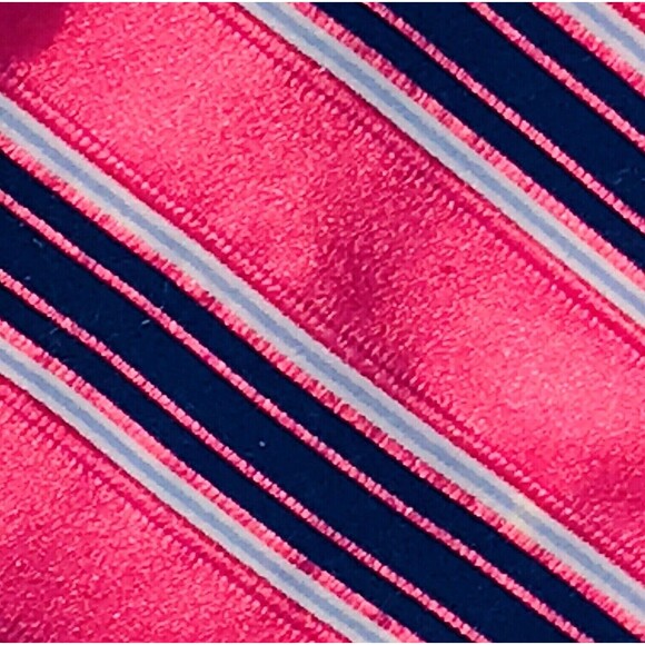 Tommy Hilfiger VTG Tie Repp Weave Y2K Stripe Two Tone Silk Pink Blue Preppy USA - Picture 2 of 10